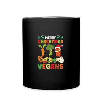 Vegan Live, Lebensstil Lifestyle, Frohe - Tasse einfarbig - Schwarz - Vorne