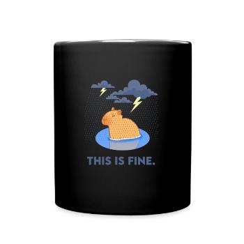 Capybara Wasserschwein "This Is Fine" - Capybara - Tasse einfarbig - Schwarz - Vorne