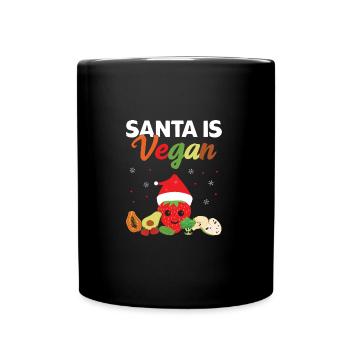 Santa Is Vegan, Vegan Live, Frohe Weihnachten - Tasse einfarbig - Schwarz - Vorne