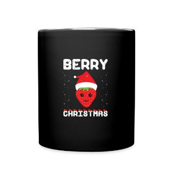 Berry Christmas, Vegan Live, Frohe Weihnachten - Tasse einfarbig - Schwarz - Vorne