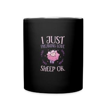 I Just Freaking Love Sheep Ok - Full Colour Mug - black - Front
