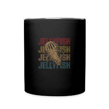 Retro Jellyfish Underwater Sea Animal Lover - Full Colour Mug - black - Front