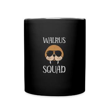 Walrus Squad Tusk Whiskers Marine Mammals - Full Colour Mug - black - Front