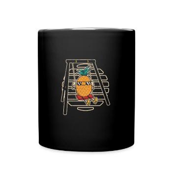 Pineapple On A Swing Hawaiian Summer Tropical - Full Colour Mug - black - Front