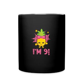 I'm 9 9th Birthday Hawaiian Summer Tropical Fruit - Full Colour Mug - black - Front