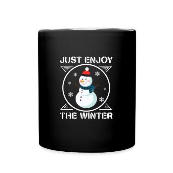 Ich Liebe Winter, Schnee, Kälte und Schneemann - Tasse einfarbig - Schwarz - Vorne