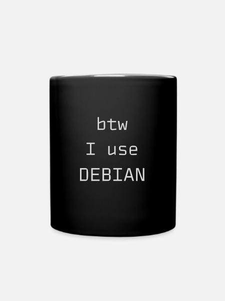 btw j’utilise Debian Linux - Mug uni - noir