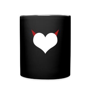 Herz Teufel Devil I love - Tasse einfarbig - Schwarz - Vorne