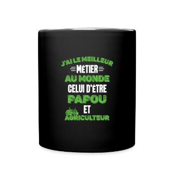 Papy agriculteur humour retraité tracteur t-shirt - Mug uni - noir - Devant