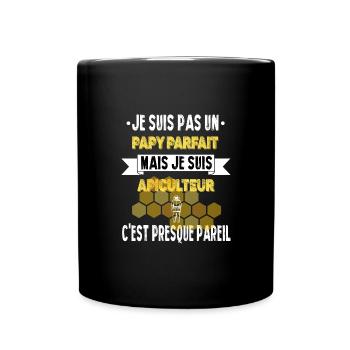 Papy apiculteur humour abeille apicole t-shirt - Mug uni - noir - Devant