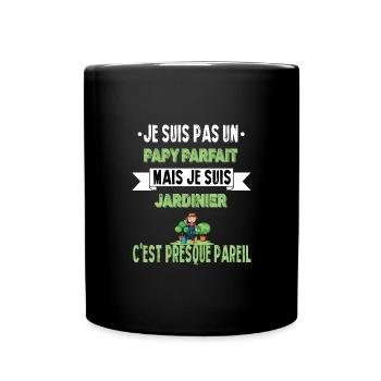 Papy jardinier humour jardinage retraité t-shirt - Mug uni - noir - Devant