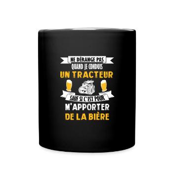 Je conduis un tracteur t-shirt agriculteur bière - Mug uni - noir - Devant