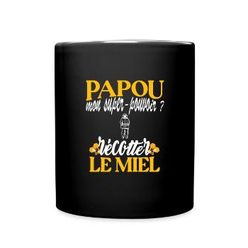 Papou t-shirt apiculteur retraité abeille humour - Mug uni - noir - Devant