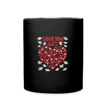 Axolotls Heart Love You Alotl Valentine - Full Colour Mug - black - Front