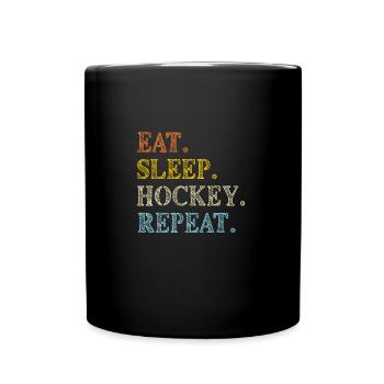 Manger dormir Hockey Répéter, Hockey sur glace - Mug uni - noir - Devant