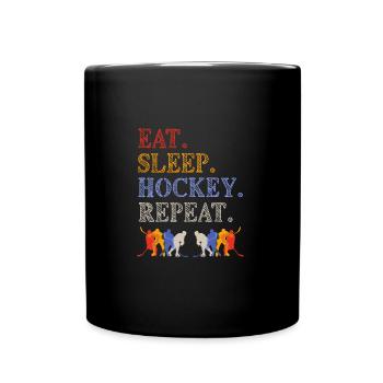 Mangez dormir Hockey Repeat, Joueurs de hockey - Mug uni - noir - Devant
