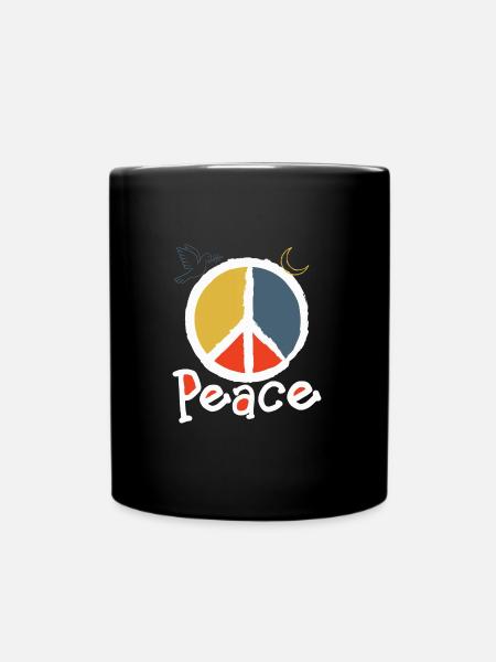 Peace Love Peace Symbol für Liebe Frieden - Tasse einfarbig - Schwarz