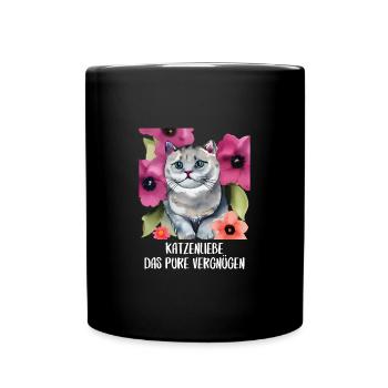 Katzen Sprüche Katzenmotiv Katzenliebhaber - Tasse einfarbig - Schwarz - Vorne