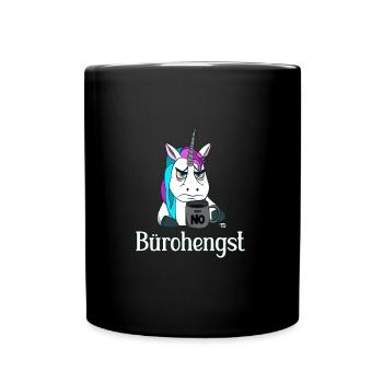 bürohengst lustiges Einhorn für die Arbeit - Tasse einfarbig - Schwarz - Vorne