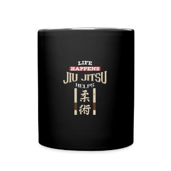 Life Happens Jiu Jitsu Helps | BrazilianJiuJitsu - Tasse einfarbig - Schwarz - Vorne