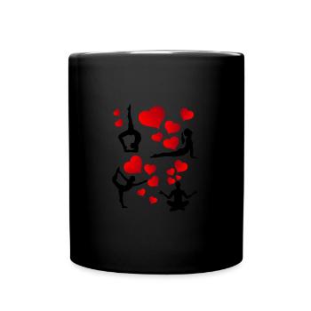Mon cœur bat pour le yoga, j’aime mon yoga - Mug uni - noir - Devant