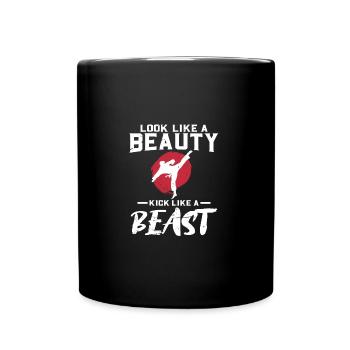 Ressemble à un coup de pied de beauté comme une bête | Karaté - Mug uni - noir - Devant