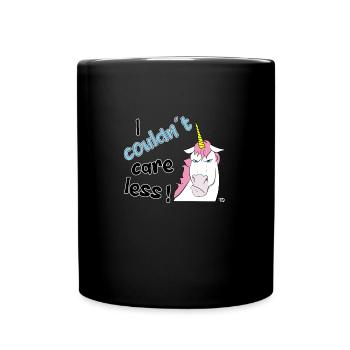 Je m’en fous. Licorne drôle sinistre - Mug uni - noir - Devant