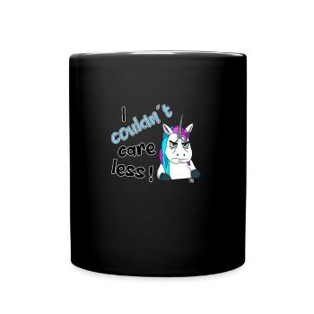 Je m’en fous. Licorne drôle sinistre - Mug uni - noir - Devant