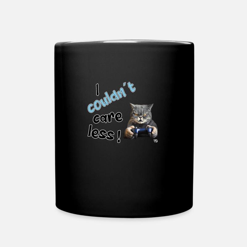 Je m’en fous. Chat drôle sinistre - Mug uni - noir