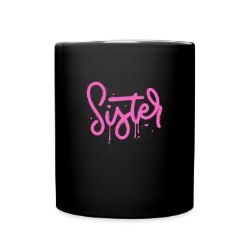 Schwesterherz - Tasse einfarbig - Schwarz - Vorne