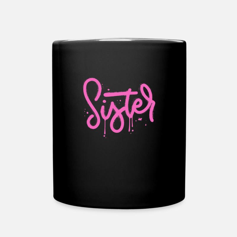 Schwesterherz - Tasse einfarbig - Schwarz
