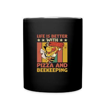 LA VIE EST MEILLEURE AVEC LA PIZZA ET L’APICULTURE - Mug uni - noir - Devant
