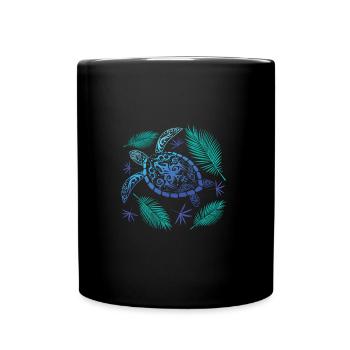 TORTUE TRIBALE AUX COULEURS VIVES - Mug uni - noir - Devant