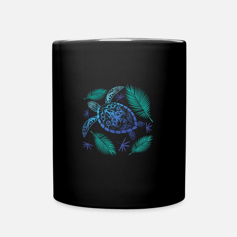 TORTUE TRIBALE AUX COULEURS VIVES - Mug uni - noir