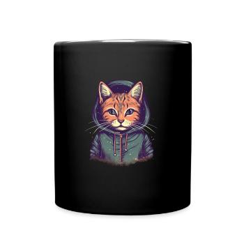 Süße und coole Katze mit Pulver - Tasse einfarbig - Schwarz - Vorne