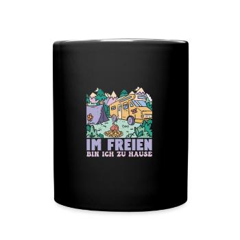 Wohnwagen Wohnmobil Camping Spruch - Tasse einfarbig - Schwarz - Vorne