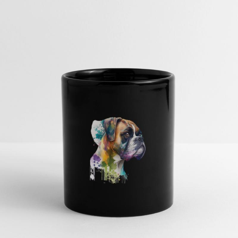 Deutscher Boxer Hund Wasserfarbe Design Tasse einfarbig
