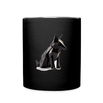 Enchanting Black Origami Fox Cute Animal - Full Colour Mug - black - Front