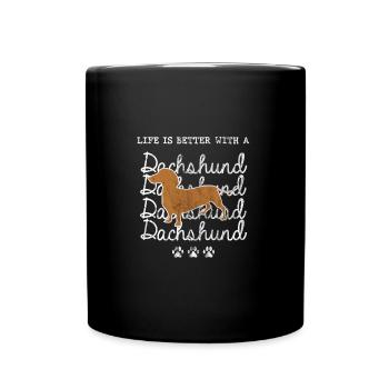 Leben mit Dackel - La vie est meilleure avec le teckel - Mug uni - noir - Devant