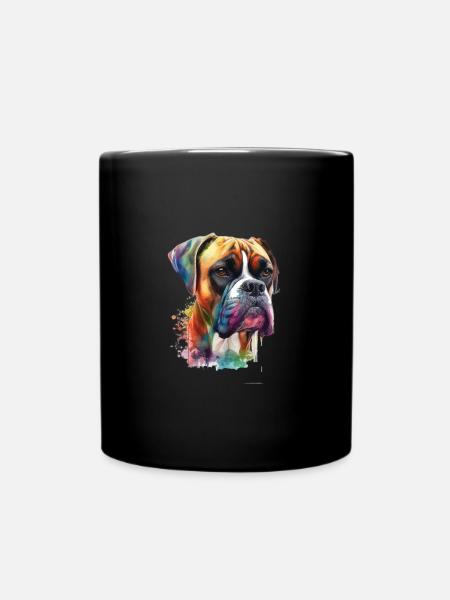Conception de l’aquarelle allemande Boxer Dog - Mug uni - noir