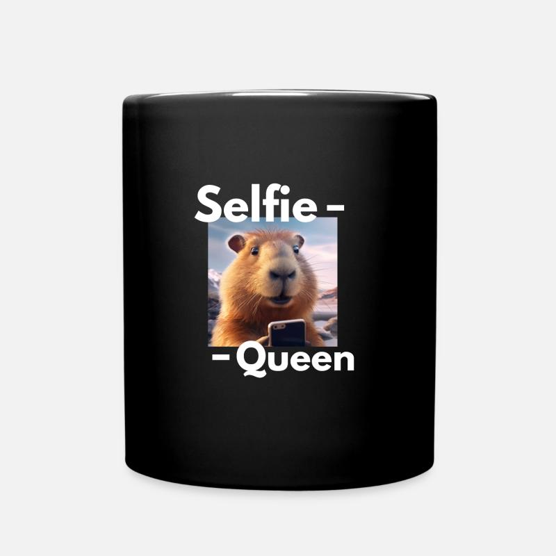 Capybara Selfie-Queen - Tasse einfarbig - Schwarz