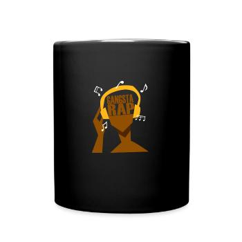 My headphones only play Gansta Rap - Full Colour Mug - black - Front