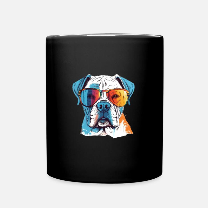 Deutscher Boxer Hund mit Sonnenbrille - Tasse einfarbig - Schwarz