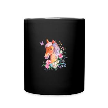 Pferde Pferdeliebhaber Pferde Mama Geschenk - Tasse einfarbig - Schwarz - Vorne
