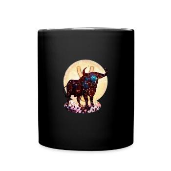 Sternzeichen Stier - Tasse einfarbig - Schwarz - Vorne