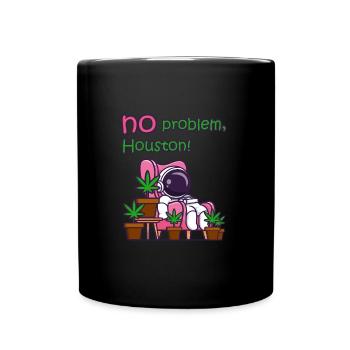 Hanfblatt Astronaut WEihnachten no problem - Tasse einfarbig - Schwarz - Vorne