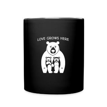 Hier wächst die Liebe - Bärenfamilie - Tasse einfarbig - Schwarz - Vorne