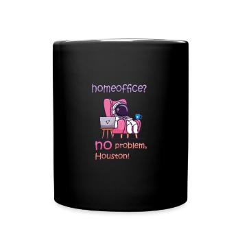 Homeoffice Arbeit arbeiten Astronaut mit Kaffee - Tasse einfarbig - Schwarz - Vorne