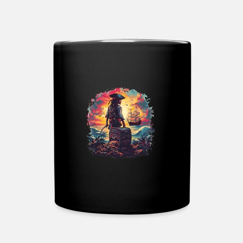 PirateShirt Capitaine Drapeau Pirate - Mug uni - noir