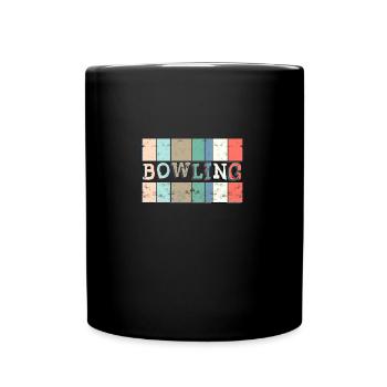 Retro "Bowling" im Vintage-Stil - Tasse einfarbig - Schwarz - Vorne